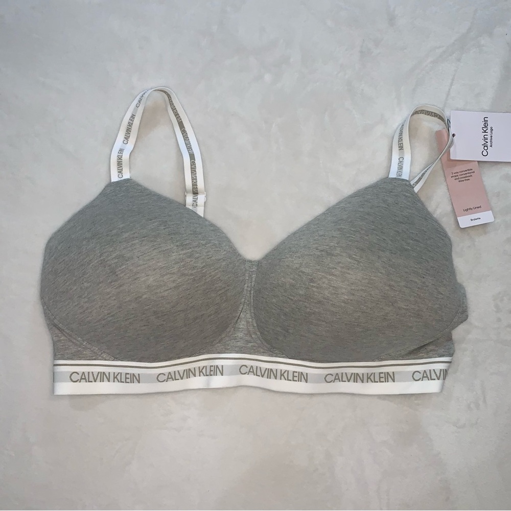 Calvin‎ Klein bra bralette moulded cups size 1XL grey white new with tags